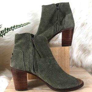 Toms Majorca Peep-Toe Grey Suede Bootie